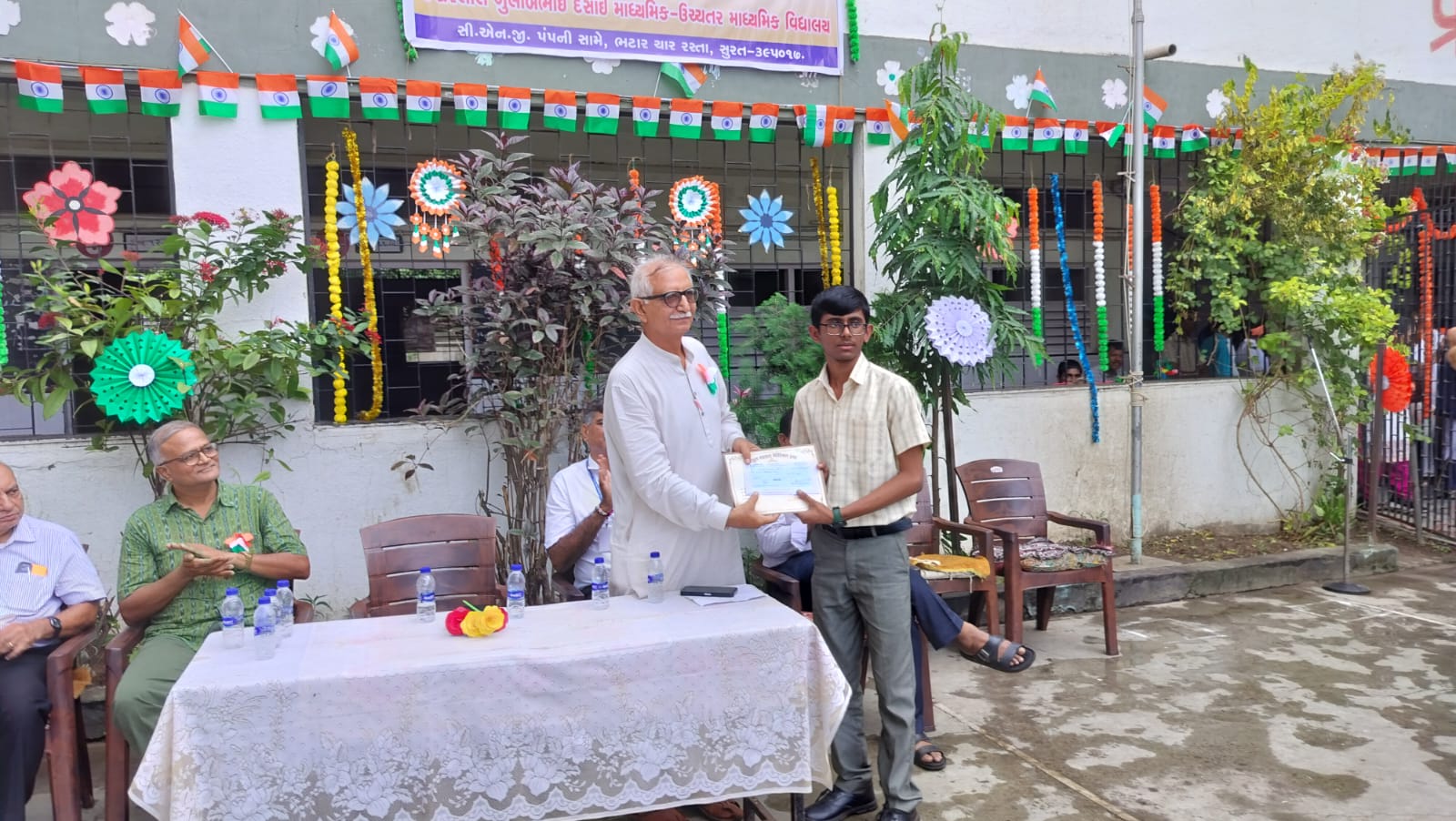 Students receiving awards at the ceremony